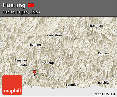 Shaded Relief Panoramic Map of Huaxing