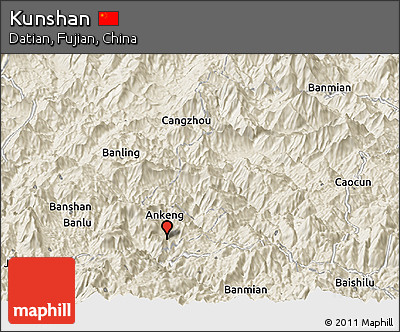 Shaded Relief Panoramic Map of Kunshan
