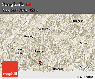Shaded Relief Panoramic Map of Songbailu