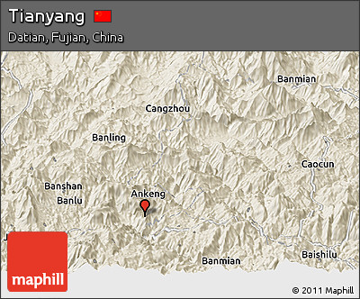 Shaded Relief Panoramic Map of Tianyang