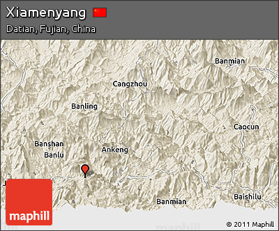 Shaded Relief Panoramic Map of Xiamenyang
