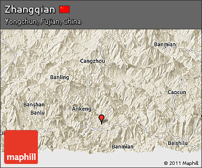 Shaded Relief Panoramic Map of Zhangqian