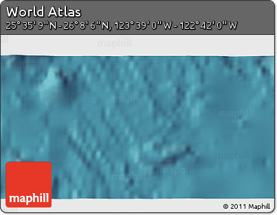 Satellite 3D Map of the Area around 25° 51' 37" N, 123° 10' 30" W