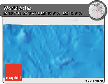 Shaded Relief 3D Map of the Area around 25° 51' 37" N, 123° 10' 30" W