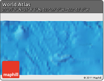 Shaded Relief 3D Map of the Area around 25° 51' 37" N, 123° 10' 30" W