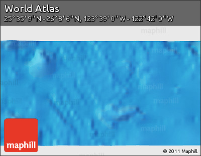 Shaded Relief 3D Map of the Area around 25° 51' 37" N, 123° 10' 30" W