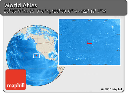 Shaded Relief Location Map of the Area around 25° 51' 37" N, 123° 10' 30" W