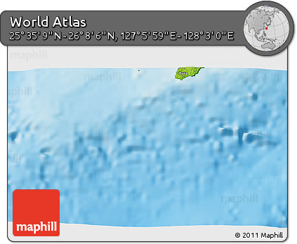 Physical 3D Map of the Area around 25° 51' 37" N, 127° 34' 30" E