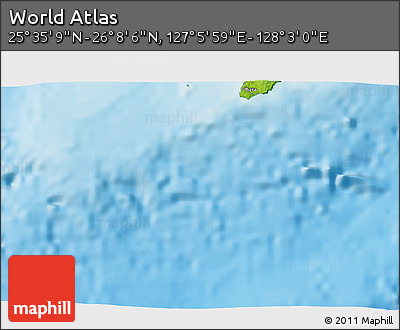 Physical 3D Map of the Area around 25° 51' 37" N, 127° 34' 30" E