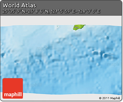 Physical 3D Map of the Area around 25° 51' 37" N, 127° 34' 30" E