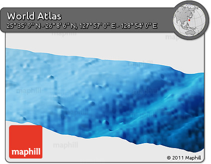 Physical Panoramic Map of the Area around 25° 51' 37" N, 128° 25' 30" E