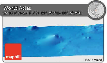 Physical Panoramic Map of the Area around 25° 51' 37" N, 130° 7' 30" E