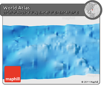 Physical 3D Map of the Area around 25° 51' 37" N, 135° 13' 29" E