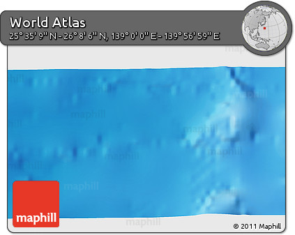 Physical 3D Map of the Area around 25° 51' 37" N, 139° 28' 29" E