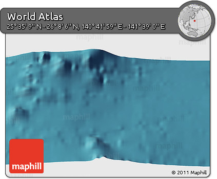 Satellite 3D Map of the Area around 25° 51' 37" N, 141° 10' 30" E