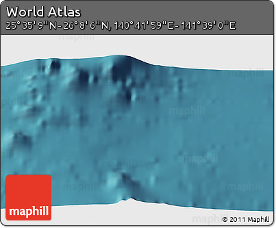 Satellite 3D Map of the Area around 25° 51' 37" N, 141° 10' 30" E