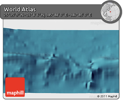 Satellite 3D Map of the Area around 25° 51' 37" N, 146° 16' 30" E
