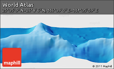 Physical Panoramic Map of the Area around 25° 51' 37" N, 147° 7' 30" E