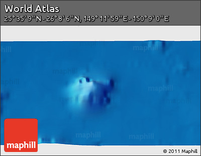 Physical 3D Map of the Area around 25° 51' 37" N, 149° 40' 30" E