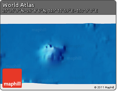 Physical 3D Map of the Area around 25° 51' 37" N, 149° 40' 30" E