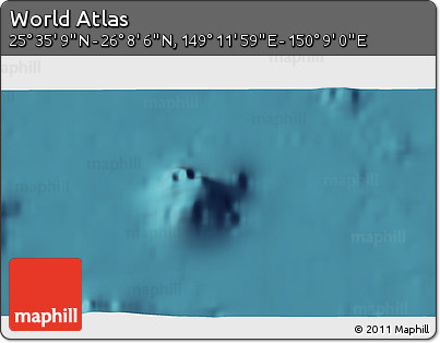 Satellite 3D Map of the Area around 25° 51' 37" N, 149° 40' 30" E