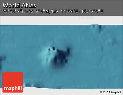 Satellite 3D Map of the Area around 25° 51' 37" N, 149° 40' 30" E