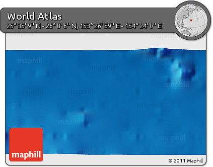 Physical 3D Map of the Area around 25° 51' 37" N, 153° 55' 30" E
