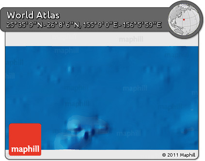 Shaded Relief 3D Map of the Area around 25° 51' 37" N, 155° 37' 30" E