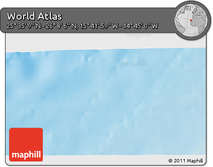 Shaded Relief 3D Map of the Area around 25° 51' 37" N, 15° 13' 29" W