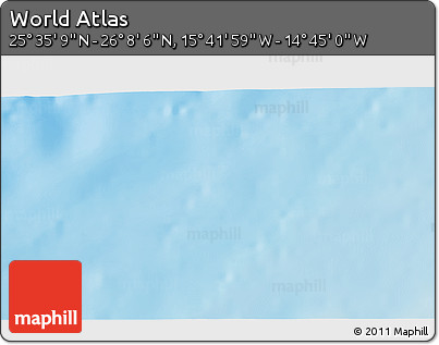 Shaded Relief 3D Map of the Area around 25° 51' 37" N, 15° 13' 29" W
