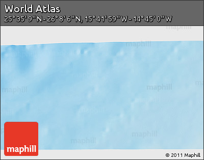 Shaded Relief 3D Map of the Area around 25° 51' 37" N, 15° 13' 29" W