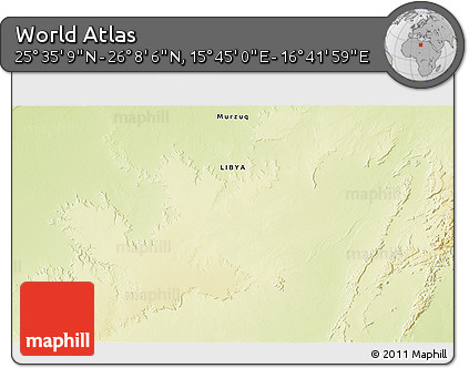 Physical 3D Map of the Area around 25° 51' 37" N, 16° 13' 30" E