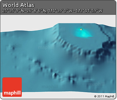 Satellite 3D Map of the Area around 25° 51' 37" N, 174° 10' 30" W