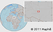 Gray Location Map of the area around 25° 51' 37" N, 18° 46' 29" E, hill shading