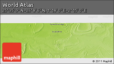 Physical Panoramic Map of the Area around 25° 51' 37" N, 1° 46' 29" E
