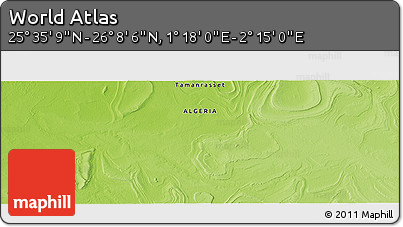 Physical Panoramic Map of the Area around 25° 51' 37" N, 1° 46' 29" E