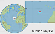Savanna Style Location Map of the area around 25° 51' 37" N, 20° 19' 30" W