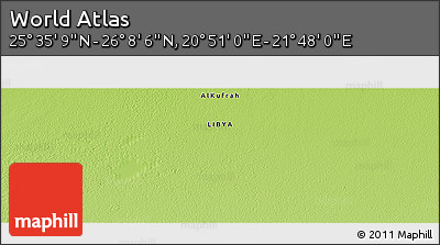 Physical Panoramic Map of the Area around 25° 51' 37" N, 21° 19' 30" E