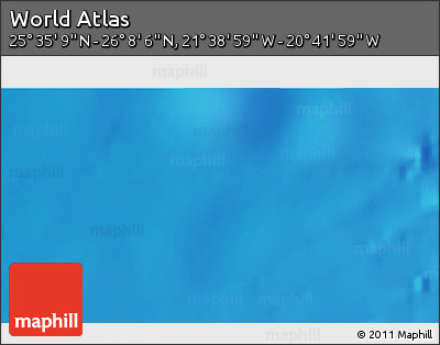 Shaded Relief 3D Map of the Area around 25° 51' 37" N, 21° 10' 29" W