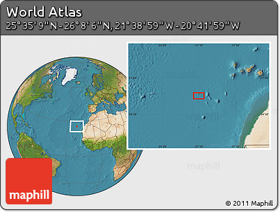 Satellite Location Map of the Area around 25° 51' 37" N, 21° 10' 29" W