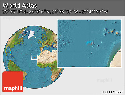 Satellite Location Map of the Area around 25° 51' 37" N, 21° 10' 29" W