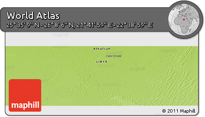 Physical Panoramic Map of the Area around 25° 51' 37" N, 22° 10' 29" E