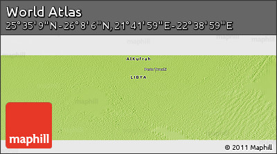Physical Panoramic Map of the Area around 25° 51' 37" N, 22° 10' 29" E