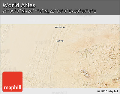 Satellite 3D Map of the Area around 25° 51' 37" N, 23° 1' 29" E