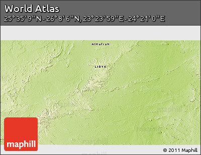 Physical 3D Map of the Area around 25° 51' 37" N, 23° 52' 30" E