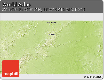Physical 3D Map of the Area around 25° 51' 37" N, 23° 52' 30" E