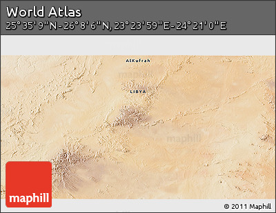 Satellite 3D Map of the Area around 25° 51' 37" N, 23° 52' 30" E