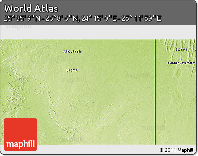 Physical 3D Map of the Area around 25° 51' 37" N, 24° 43' 30" E