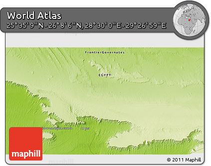 Physical 3D Map of the Area around 25° 51' 37" N, 28° 58' 30" E