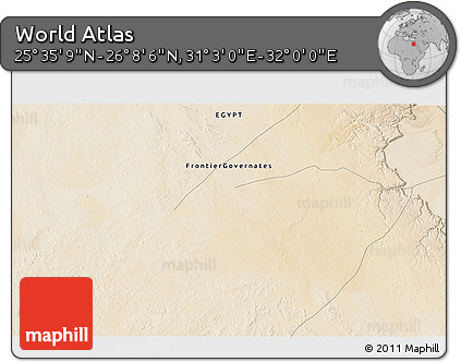 Satellite 3D Map of the Area around 25° 51' 37" N, 31° 31' 29" E